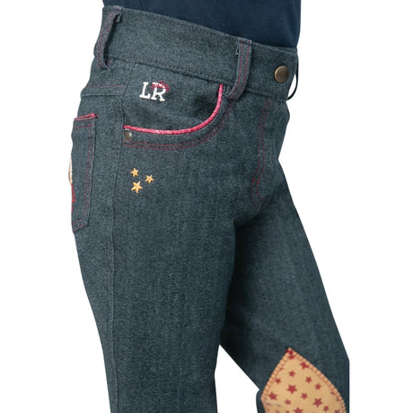 Riding Star Collection Denim Jodhpurs by Little Rider #colour_navy-burgundy