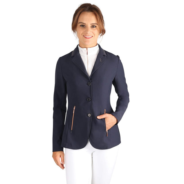 Hy Equestrian Roka Royal Show Jacket #colour_navy-rose-gold