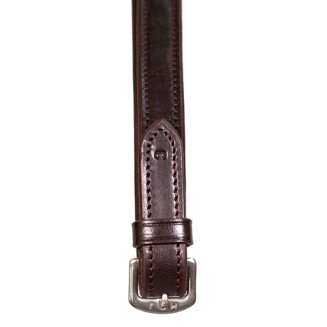 Henry James Small Pimple Hybrid Rubber Reins With Leather Stoppers #colour_havana-brown