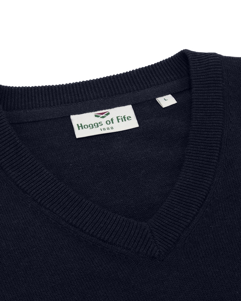 Hoggs of Fife Stirling II V Neck Pullover #colour_heather-blue