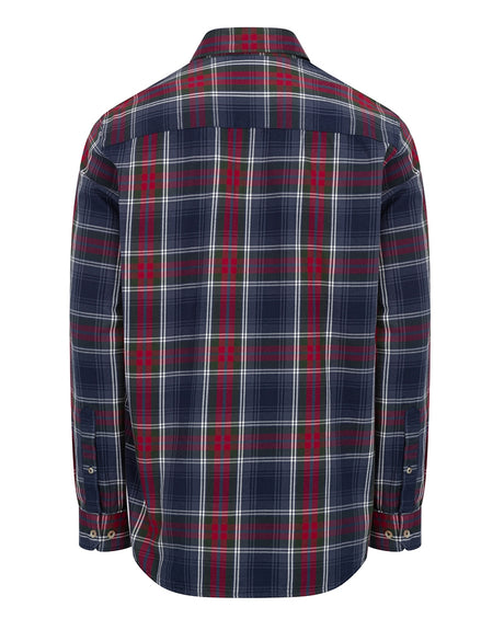 Hoggs of Fife Taransay Plaid Twill Shirt #colour_navy-green-wine