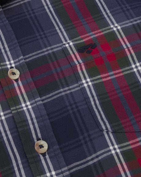 Hoggs of Fife Taransay Plaid Twill Shirt #colour_navy-green-wine