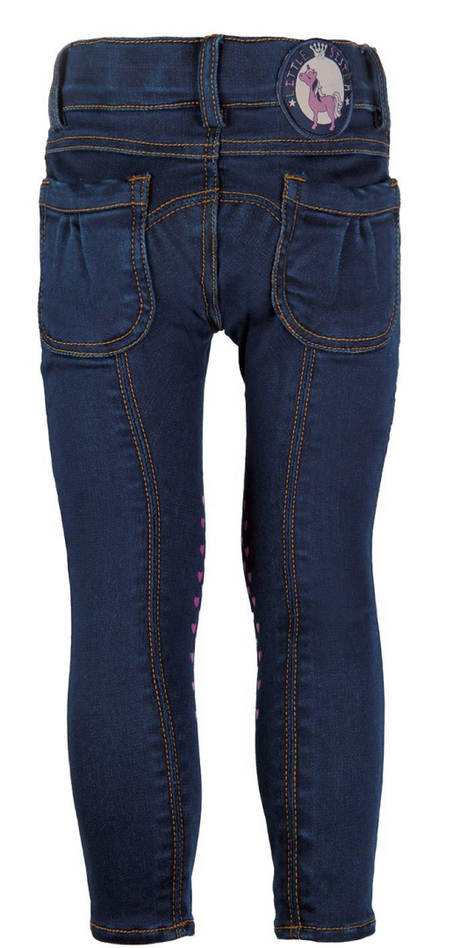 HKM Bellamonte Horses Silicone Knee Patch Riding Breeches #colour_jeans-blue