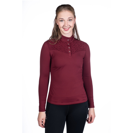 HKM Berry Lace Functional Shirt #colour_wine-red