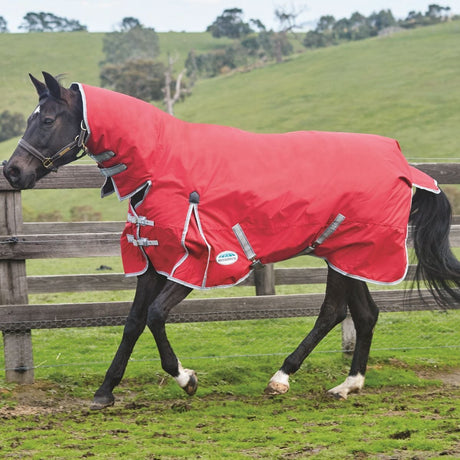 Weatherbeeta ComFiTec Classic Combo Neck Heavy Turnout Rug #colour_red-silver-navy