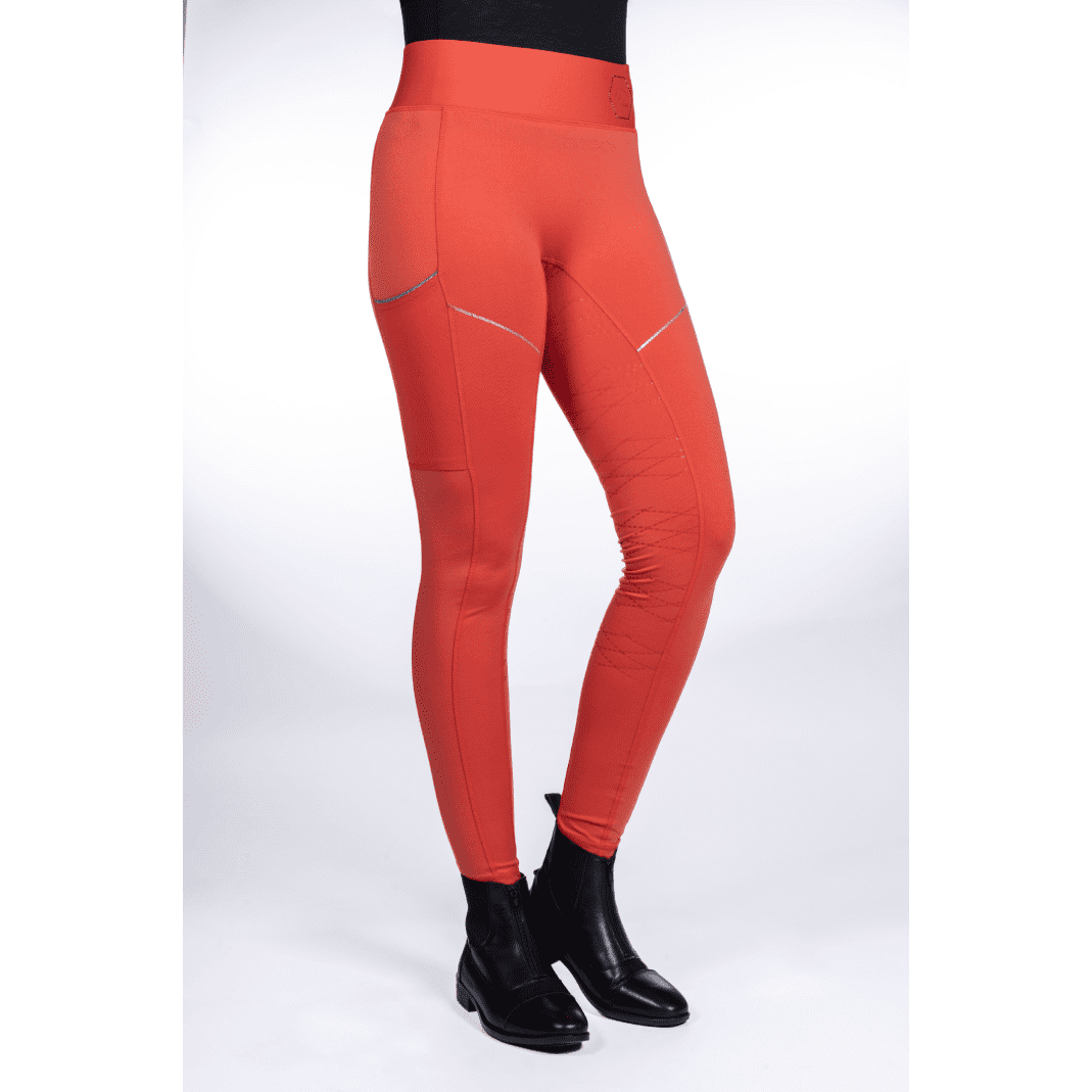 HKM Savona Style Silicone Full Seat Riding Leggings #colour_red